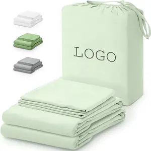 2024 יריעות מיטה במבוק באיכות גבוהה סדינים ויסקוזה סט 100% גליונות במבוק למיטת מלון - Product Image 1