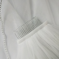 Voile de mariée en tulle ivoire fait main longueur du bout des doigts avec embellissement en strass pour les mariages et les fêtes de poule