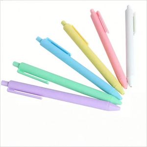 08 Customized Candy Macaroon Multi-colors Matte Soft Rubber Coated Finishing <b>Retractable</b> Plastic <b>Pen</b> With Custom Logo - Product Image 1