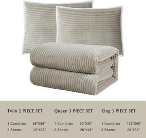 3 Piece Plush Warm <strong>Bedding</strong> Comforter Sets Sherpa Comforter Set with 2 Pillow Sham <strong>Taupe</strong> Reversible - Product Image 5