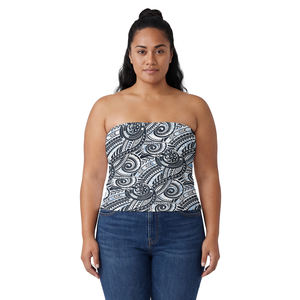 Top sin Tirantes con Estampado Tribal Polinesio Personalizado, Estilo Étnico, para Mujer, Traje Hawaiano con Tapa, para Fiestas - Product Image 6