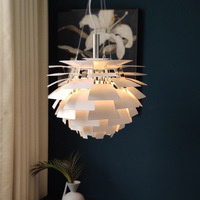 Lustre LED en aluminium de style nordique moderne, design original en forme de cône de pin, blanc, idéal pour les salles à manger et les salons
