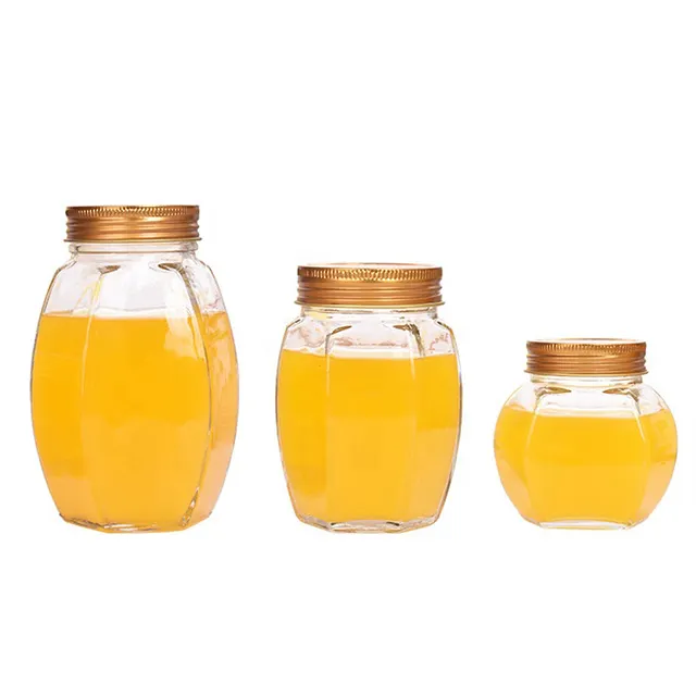 Pakistan Best selling 500g hexagon honey glass jar with screw cap or top