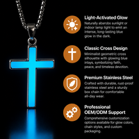 Nouveaux colliers pendentifs en forme de croix lumineux pour Halloween, design original simple, collier qui brille dans le noir