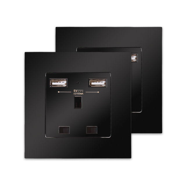 Bingoelec Plastic Panels UK 3 Pin Socket with Double USB Port Pop Outlet High Quality 13A Wall Socket