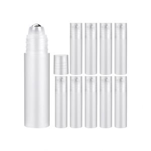 Wholesale 10ml 15ml 20ml 30ml Frosted Matte UV Printed Empty Essential Oil Perfume White PP Roll-On Bottle <b>Metal</b> <b>Roller</b> Ball - Product Image 1
