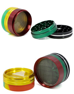 Moulin à herbes et épices en gros, 63 mm, 5 couches, en alliage d'aluminium |   Couleur dégradée Rasta, fond en <span class=keywords><strong>silicone</strong></span>, dents en forme d'étoile - Product Image 6
