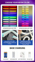 Lampe de décoration de chambre à coucher avec lumière ambiante en forme de licorne de dessin animé à LED néon, personnalisable, alimentée par courant continu/alternatif/batterie, à intensité variable, indice de protection IP42