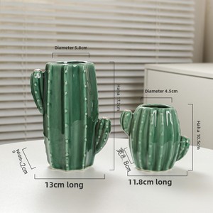 <span class=keywords><strong>Vaso</strong></span> <span class=keywords><strong>da</strong></span> tavolo in ceramica smaltata di colore brillante fatto a mano per composizioni di fiori d'acqua ornamenti <span class=keywords><strong>Cactus</strong></span> fattoria per soggiorno - Product Image 4
