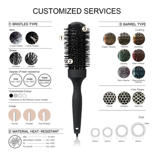 Cepillo Redondo Resistente al Calor para Peinar Cabello Rizado y Encrespado, Cerdas PA46, Acabado Metálico, Pintura para Secador de Pelo - Product Image 2