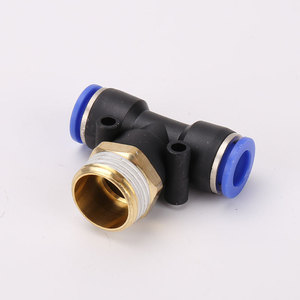 Raccord rapide à 4 points PB, type T, filetage externe, raccord pneumatique en cuivre, connexion rapide positive pour applications à filetage externe - Product Image 2
