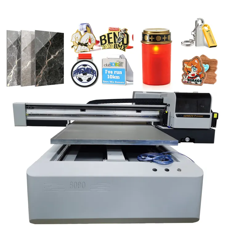 6090 Customized Multi LED Uv Ink Flatbed Printer For Marble Candle Metal Usb Stick Wood PVC Card PCB Ceramic Tile