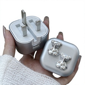 Nouvelle coque de protection pour tête de charge rapide 20W <span class=keywords><strong>standard</strong></span> britannique avec design ours électroplaqué et protection du câble de données - Product Image 4