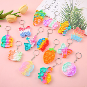 Rainbow Pop Bubble <b>Keychain</b> Toy For Kids Stress Relief Portable Cartoon Shape Plastic Keyring Gift - Product Image 4