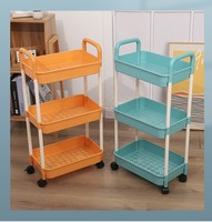 Lage Prijs 3-Tier Mobiele Groenteopslag Rolwagentje Met Wielen Ruimtebesparende Huishoudelijke Organizer Trolleykar