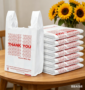 Bolsas de Plástico HDPE de Alta Calidad, Bolsas de Compras Tipo Camiseta Resistentes, Asas Largas y Fuertes, Personalizables con la Marca - Product Image 1