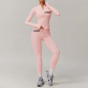 Conjunto Deportivo de 2 Piezas para Mujer, Chaqueta Ajustada de Manga Larga Transpirable y <span class=keywords><strong>Leggings</strong></span> de Cintura Alta para Gimnasio, Fitness y Yoga - Product Image 1