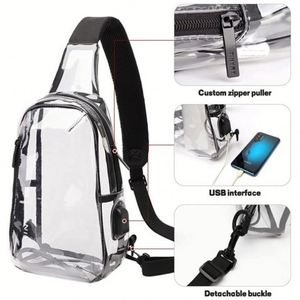 Bolso Bandolera Transparente de PVC con Carga USB, Bolso Deportivo para el Pecho, Bolso Cruzado Casual para Damas y Caballeros - Product Image 4