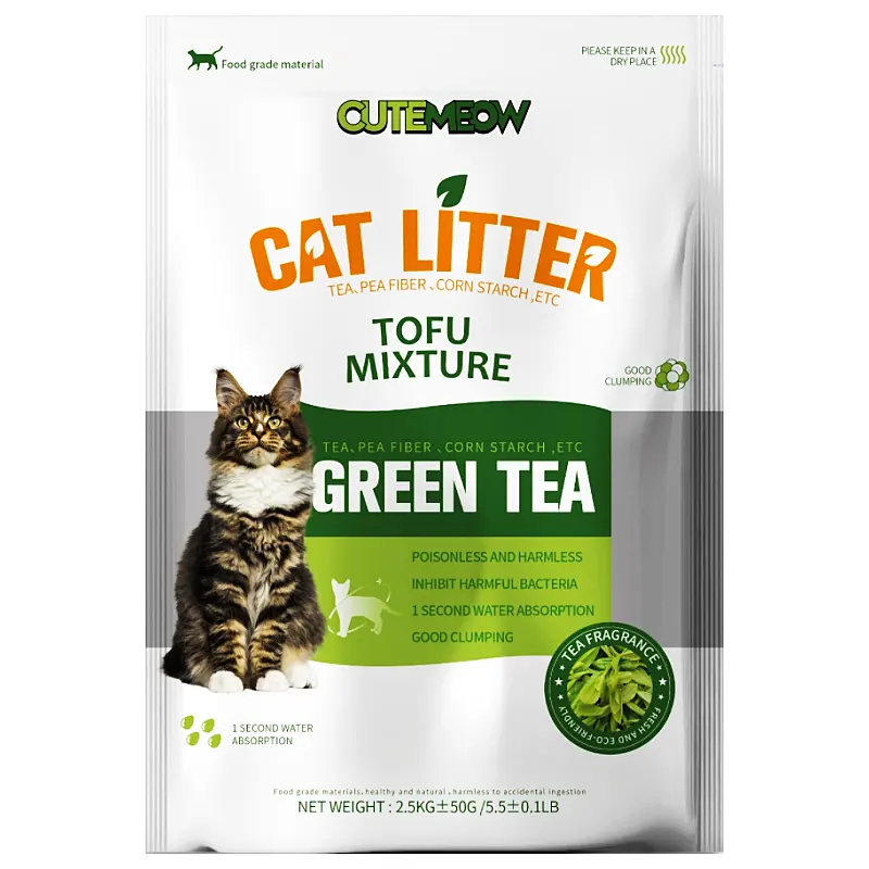 Areia para areia de gato ToFu Matéria-prima de chá verde