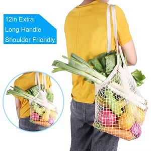 Sac de courses réutilisable écologique en coton biologique, sac en filet pour fruits et légumes bio - Product Image 4