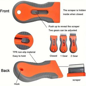 Retractable Putty Knife With Replaceable Steel Blades Orange Plastic Handle For Smoothing And Scraping Tasks - Product Image 3