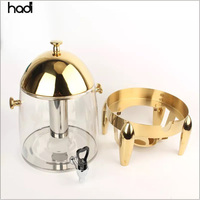 Urne à café de luxe en acier inoxydable doré et distributeur de cocktails à jus en acrylique pour décor de mariage et de fête de restaurant d'hôtel