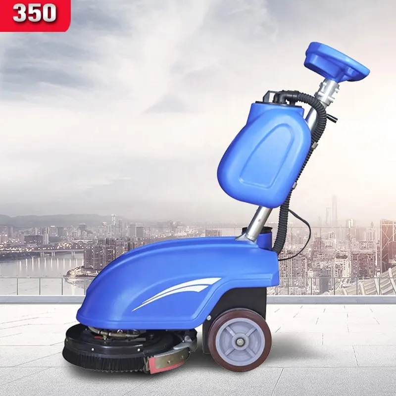 2024 mini portable small manual compact automatic walk behind floor scrubber drier washing machine for office warehouse store