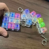 Creative Pressing Rotatable Keyboard Fidget Toy Keychain Clear Clicker Stress Relief for Finger Toy