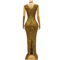 Robe longue de soirée sexy pour anniversaire, bal de promo, avec strass, grande taille, robe de soirée pour femmes, robe de banquet, tenue de soirée, tenue de club