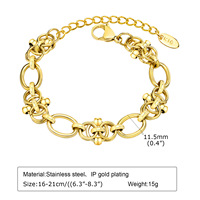 Bijoux faits à la main pour femmes hypoallergéniques Pvd plaqué or en acier inoxydable fleur chaîne bracelets pour dame