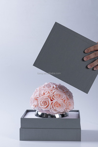 Vase en verre électroplaqué argenté en forme de dôme floral de luxe, rose éternelle préservée pour mariage, Saint-Valentin - Product Image 6