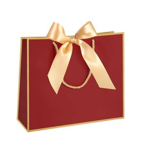 Custom Logo Christmas Kraft Luxury Shopping Paper Bag Recyclable Printed Clothing Shoes <b>Gift</b> Packaging with Ribbon Handle - Product Image 4