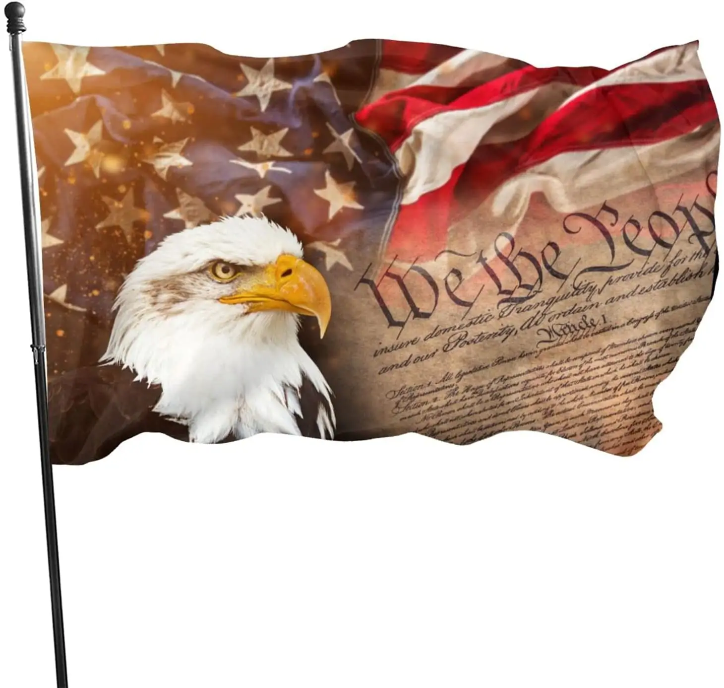 미국 국기 대머리 독수리 3x5 FT 미국 국기 7 월 4 일 기념 독립 기념일 자유 플래그 더블 스티치 금속 밧줄 고리