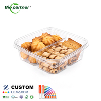 Boîte alimentaire jetable transparente à 3 compartiments scellée anti-effraction pour salades, fruits coupés et plats préparés