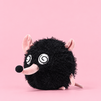 Vente en gros de jouets en peluche amusants en forme de souris noire ronde avec des yeux en spirale, peluche douce, poupée de rat, cadeau pour enfants, décoration de la maison, OEM personnalisé
