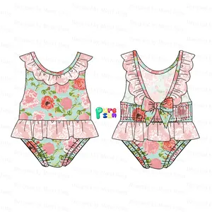 Puresun 2024 Zomer Zwempak Hoge Kwaliteit Bloemenprint Badmode Meisjes Kleding Sets