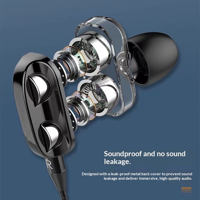 Vicsound Cross-border New Dual Dynamic Driver Speaker In-Ear Headphones 120mm Cord Private Mold Smartphone Compatible Sound