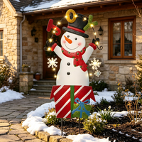 Décoration de jardin en fer forgé OEM ODM, motif Bonhomme de neige Joyeux Noël, pour extérieur et jardin avant-cour