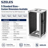Rack SMT ESD pour circuits imprimés avec réglage de la bande, 355x320x563mm, certifié RoHS, 10^4-10^6 Ohm