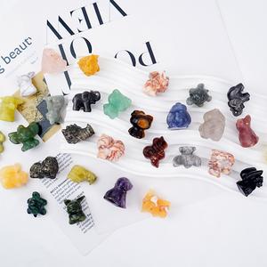 Toptan kristaller oyma zanaat cilalı şifa taşı karışık şekilli Mini ejderha pirit kafa florit kedi rüya ametist köpek - Product Image 3