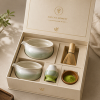 Ensemble de bols à matcha en céramique vert dégradé avec bec verseur, fouet en bambou Chasen, kit d'accessoires pour la cérémonie du thé japonaise