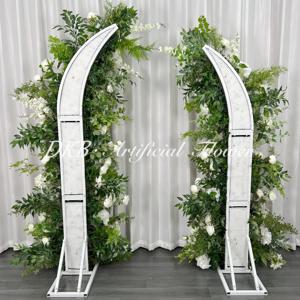 Usine DKB Plantes vertes fraîches Roses blanches pures Fleurs artificielles Arches en corne de boeuf - Product Image 5
