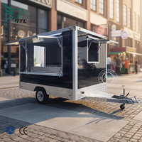 Kiosque à glaces à neige entièrement équipé en acier inoxydable à 3 roues, couleur et taille personnalisables, remorque alimentaire vintage, chariot à pizza pour extérieur