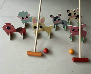 Ensemble <span class=keywords><strong>de</strong></span> <span class=keywords><strong>croquet</strong></span> d'animaux en bois <span class=keywords><strong>de</strong></span> dessin animé pour enfants <span class=keywords><strong>Jeux</strong></span> <span class=keywords><strong>de</strong></span> pelouse amusants pour garçons et filles Jouets et structures <span class=keywords><strong>de</strong></span> plein air - Product Image 5
