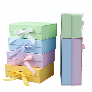 Custom Personalized Magnetic Foldable Gift <b>Box</b> Rigid Packaging with Ribbon and Matte Coating - Product Image 2