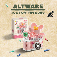 Nouveauté 2025 : Série Appareil Photo Rétro Fleur Éternelle – Blocs de Construction Microparticules, Jouets Éducatifs à Assembler, Cadeau Tanabata, ABS