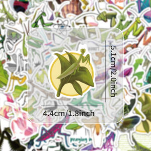 54 uds/<span class=keywords><strong>Mantis</strong></span> hoja de pegatinas de dibujos animados, pegatinas de corte de insectos de vinilo impermeables personalizadas, decoración de diarios, suministros para álbumes de recortes, Impresión de pegatinas - Product Image 2