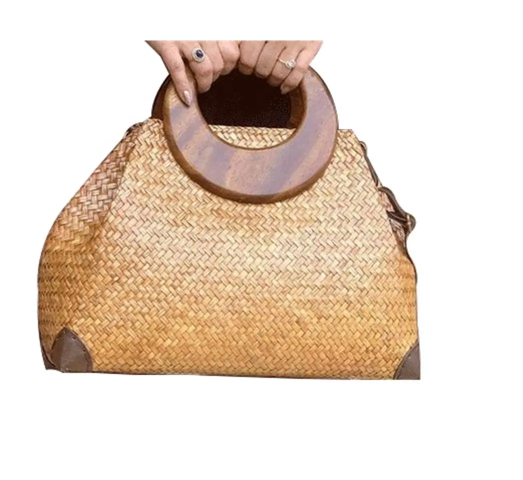 Natuurlijke Zeegras Stro Handtas Voor Vrouwen En Meisje Casual Opslag Weave Purse Bag