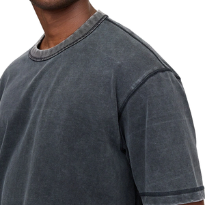 T-shirt pour homme lavé, vente OEM, haute qualité, logo personnalisé, t-shirt de sport pour homme - Product Image 4