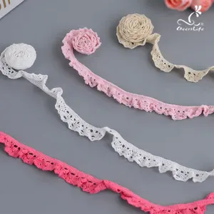 Manufacture Multicolor Elastic Lace Color Trouser Leg Embroidery Lace Accessories Pink Blue Decorative White Cotton Lace